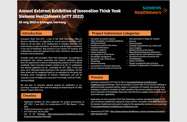 Call for Participation: Siemens Healthineers Annual eITT 2022